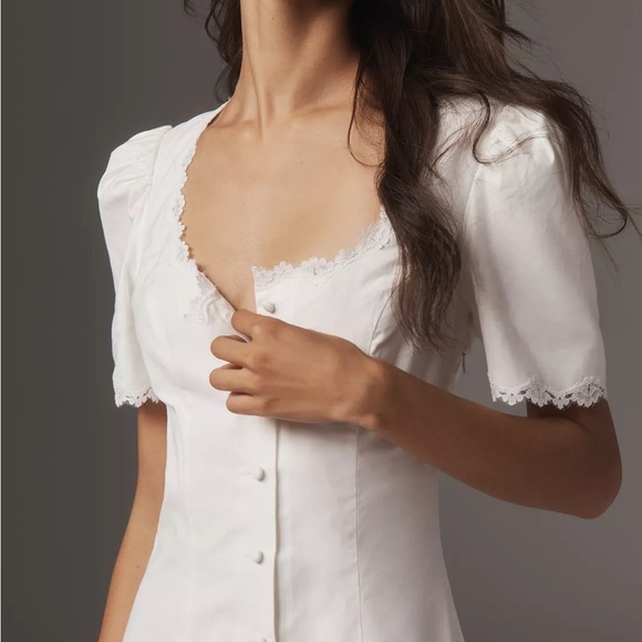 NWT Reformation Cream Lace-Trimmed Dress Size 4 - Picture 3 of 6